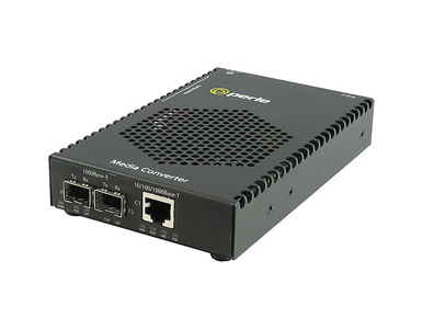 Perle 05080014 S-1110P-DSFP - 10/100/1000 Gigabit Ethernet Standalone Media Rate Converter with PoE Power Sourcing. 10/100/1000B by PERLE
