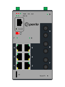 Perle 07013740 IDS-409F3-T2SD40-MD2 - Industrial Managed Ethernet Switch - 9 ports:   6 x 10/100/1000Base-T RJ-45 ports and 2 x by PERLE