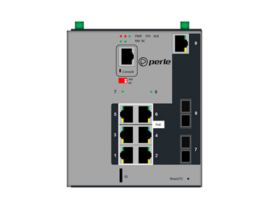 Perle 07016490 IDS-509F2PP6-CSD40-XT - Industrial Managed PoE Switch - 9 ports:   7 x 10/100/1000Base-T RJ-45 ports, of which 6 by PERLE