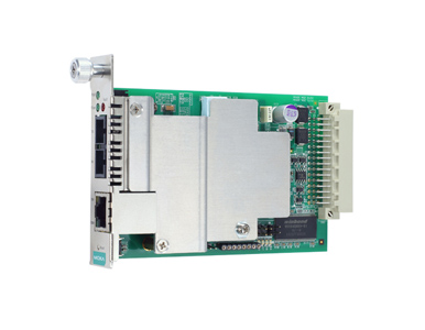 Moxa CSM-400-1213-T - 10100BaseT(X) to 100BaseFX slide-in managed module converter, multi-mode ST connector, -40 to 75 C by MOXA