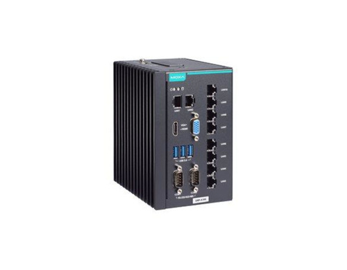 Moxa DRP-A100-E4-8L-T - DIN-rail type, Atom x6425E, 8GB DDR4, COMx2, LANx10, USB 3.0x3, VGA+HDMI, 12/24 VDC by MOXA