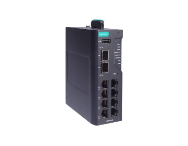 Moxa EDR-8010-VPN-2GSFP-CT-T - 8 FE copper and 2 GbE SFP multiport industrial secure router with firewall/NAT/VPN, 12/24/48 VDC by MOXA