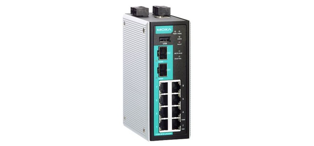 Moxa EDR-810-2GSFP-T - Industrial Secure Router Switch with 8 10/100BaseT(X) ports, 2 1000Base Gigabit SFP slots, 1 WAN, Firewal by MOXA