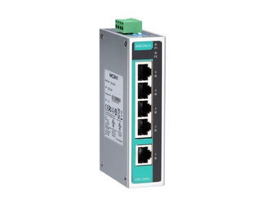 Moxa EDS-205A-T - Unmanaged Ethernet switch with 5 10/100BaseT(X) ports, -40 to 75  Degree C operating temperature by MOXA