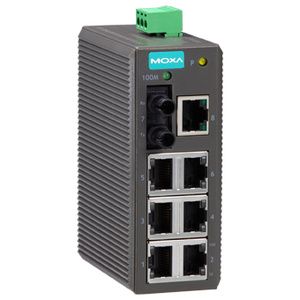 Moxa EDS-208-M-ST - Entry-level Unmanaged Ethernet Switch with 7 10/100BaseT(X) ports, 1 multi mode 100BaseFX port, ST connector by MOXA