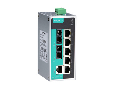 Moxa EDS-208A-SS-SC-T - Unmanaged Ethernet switch with 6 10/100BaseT(X) ports, and 2 100BaseFX single-mode ports with SC connect by MOXA
