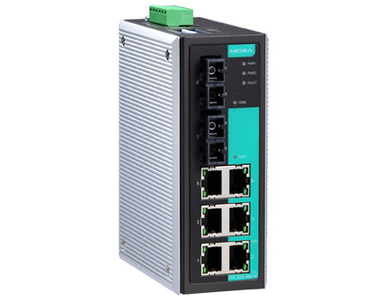 Moxa EDS-308-MM-SC-T - Industrial Unmanaged Ethernet Switch with 6 10/100BaseT(X) ports, 2 multi mode 100BaseFX ports, SC connec by MOXA
