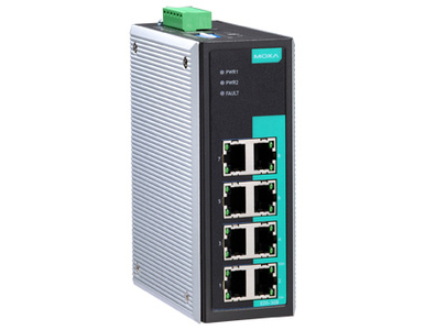 Moxa EDS-308-T - Industrial Unmanaged Ethernet Switch with 8 10/100BaseT(X) ports, -40 to 75  Degree C by MOXA