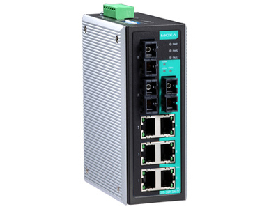 Moxa EDS-309-3M-SC - Industrial Unmanaged Ethernet Switch with 6 10/100BaseT(X) ports, 3 multi mode 100BaseFX ports, SC connecto by MOXA