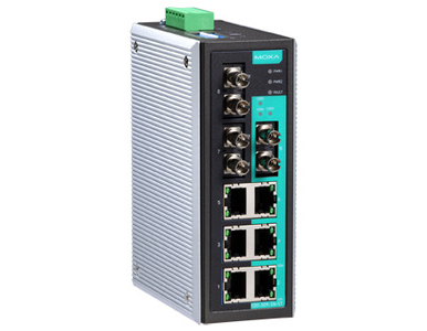 Moxa EDS-309-3M-ST - Industrial Unmanaged Ethernet Switch with 6 10/100BaseT(X) ports, 3 multi mode 100BaseFX ports, ST connecto by MOXA