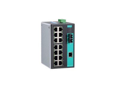 Moxa EDS-316-M-ST - Industrial Unmanaged Ethernet Switch with 15 10/100BaseT(X) ports, 1 multi mode 100BaseFX port, ST connector by MOXA
