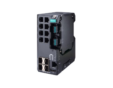 Moxa EDS-4012-8P-4GS-LVB - Managed Gigabit Ethernet switch with 8 10/100BaseT(X) ports with 802.3bt PoE, 4 100/1000BaseSFP ports by MOXA