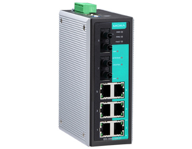 Moxa EDS-408A-MM-ST-T - Entry-level managed Ethernet switch with 6 10/100BaseT(X) ports, and 2 100BaseFX multi-mode ports with S by MOXA