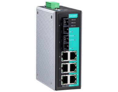 Moxa EDS-408A-SS-SC - Entry-level managed Ethernet switch with 6 10/100BaseT(X) ports, and 2 100BaseFX single-mode ports with SC by MOXA