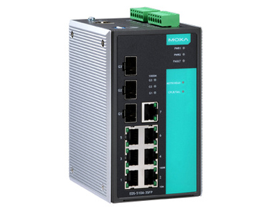 Moxa EDS-510A-3SFP-T - Managed Gigabit Ethernet switch with 7 10/100BaseT(X) ports, and 3 SFP slots for adding SFP-1G series Gig by MOXA