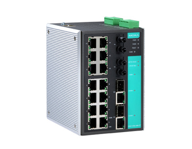 Moxa EDS-518A-MM-ST-T - Managed Gigabit Ethernet switch with 14 10/100BaseT(X) ports, 2 100BaseFX multi-mode ports with ST conne by MOXA