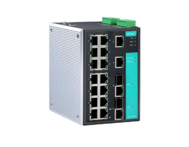 Moxa EDS-518A-T - Managed Gigabit Ethernet switch with 16 10/100BaseT(X) ports, and 2 combo 10/100/1000BaseT(X) or 1000BaseSFP s by MOXA