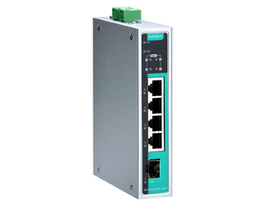Moxa EDS-G205A-4PoE-1GSFP-T - Unmanaged gigabit PoE switch with 4 PoE 10/100/1000BaseT(X) ports, 1 1000BaseX (SFP slot) port by MOXA
