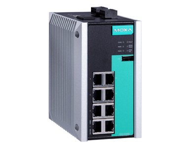 Moxa EDS-G508E - Managed full Gigabit Ethernet switch with 8 10/100/1000BaseT(X) ports, -10 Degree C to 60 Degree C operating te by MOXA