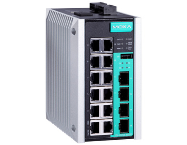 Moxa EDS-G516E-4GSFP-T - Managed full Gigabit Ethernet switch with 12 10/100/1000BaseT(X) ports, and 4 100/1000Base SFP slots, - by MOXA