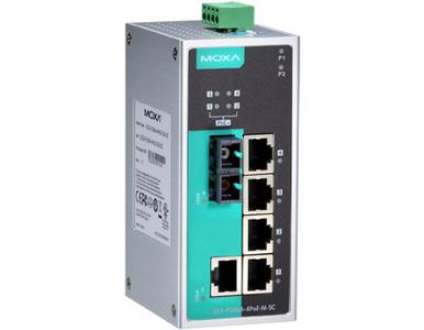 Moxa EDS-P206A-4PoE-M-SC - Unmanaged PoE Ethernet switch with 1 10/100BaseT(X) ports, 4 PoE 10/100BaseT(X) ports, and 1 100BaseF by MOXA