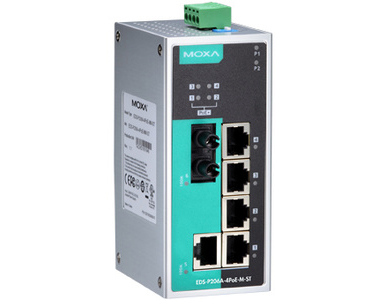 Moxa EDS-P206A-4PoE-M-ST-T - Unmanaged PoE Ethernet switch with 1 10/100BaseT(X) ports, 4 PoE 10/100BaseT(X) ports, and 1 100Bas by MOXA