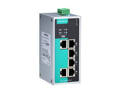 Moxa EDS-P206A-4PoE-T - Unmanaged PoE Ethernet switch with 4 PoE 10/100BaseT(X) ports, 2 10/100BaseT(X) ports, -40 to 75 Degree by MOXA