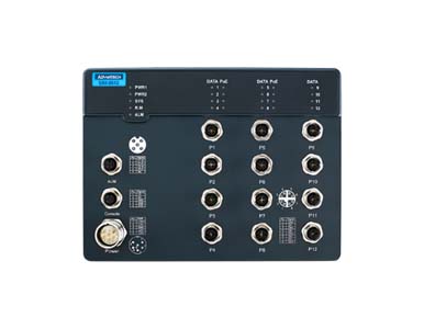 Advantech EKI-9512G-4GMPX-AE - 8GE PoE + 4GE w/o BP train switch by Advantech