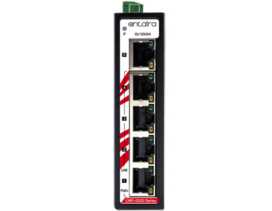 Antaira GNP-0500 - 5-Port Industrial PoE+ Unmanaged Ethernet Switch, w/4*10/100Tx (30W/Port) + 1*10/100Tx by ANTAIRA