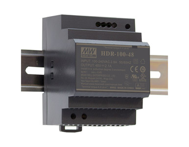 Mean Well HDR-100-12N - AC-DC Ultra slim DIN rail power supply; Input range 85-264VAC; Output 12VDC at 7.5A by MEANWELL