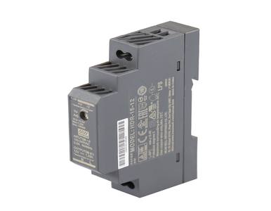 Mean Well HDR-15-12 - AC-DC Ultra slim DIN rail power supply; Input range 85-264VAC; Output 12VDC at 1.25A; Pass LPS by MEANWELL