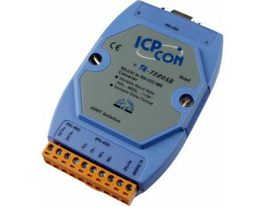 ICP DAS I-7520AR - RS-232 to RS-422/RS-485 Converter with a din rail mount. Supports operating temperatures between -25 to 75C by ICP DAS