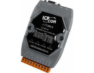 ICP DAS I-7520U4 - Isolated RS 232 to 4 RS 485 Active Hub. Supports operating temperatures between -25 to 75C. by ICP DAS
