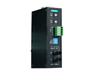 Moxa ICF-1150I-S-ST - Industrial RS-232/422/485 to Fiber Optic Converter, ST Single mode, with 2kV 2-way Galvanic Isolation by MOXA