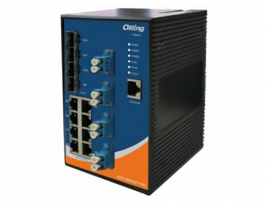 ORing IGS-9084GP-FB2-SS-LC - 12-port managed bypass switch; 8GE + 4 100/1000 SFP socket, SM LC bypass by ORing Industrial Networking