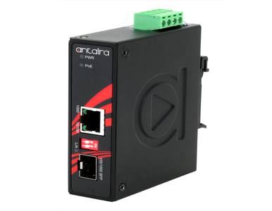 Antaira IMP-C1000-SFP-T - Compact Industrial Gigabit PoE+ Ethernet-to-Fiber Media Converter, 1*10/100/1000TX (PSE: 30W) to 1*100 by ANTAIRA