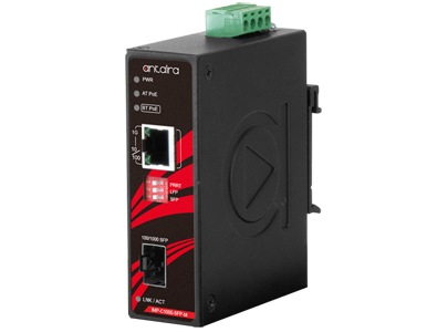 Antaira IMP-C1000-SFP-bt-H-100-T - Compact Industrial Gigabit IEEE 802.3bt Ethernet-to-Fiber Media Converter, 1*10/100/1000TX wi by ANTAIRA