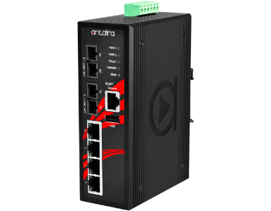 Antaira LMP-0602-M-T-V2 - 6-Port Industrial PoE+ Light Layer 3 Managed Ethernet Switch, with 4*10/100Tx (30W/Port) and 2*100Fx M by ANTAIRA