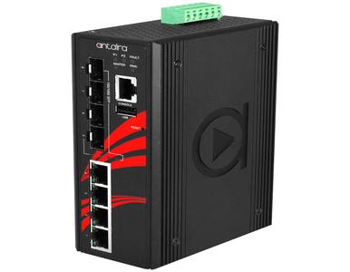 Antaira LMP-0804G-SFP-T - 8-Port Industrial PoE+ Gigabit Light Layer 3 Managed Ethernet Switch, w/4*10/100/1000Tx Ports + 4*100/ by ANTAIRA