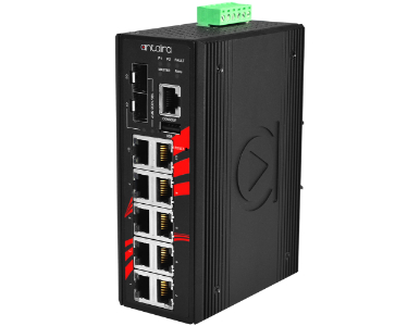 Antaira LMP-1202M-SFP-T - 12-Port Industrial PoE+ Light Layer 3 Managed Ethernet Switch, w/8*10/100Tx (30W/Port) , 2*10/100/1000 by ANTAIRA