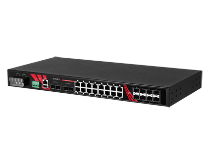 Antaira LMP-2812G-4X8S - 28-Port Industrial Managed Gigabit Ethernet PoE+ Switch, with 16*10/100/1000T (30W/Port), 4*1G/2.5G/10G by ANTAIRA