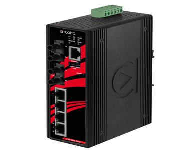 Antaira LMX-0602-S3-T-V2 - 6-Port Industrial Light Layer 3 Managed Ethernet Switch, with 4*10/100Tx and 2*100Fx Single-Mode 30Km by ANTAIRA