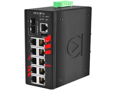 Antaira LMX-1202M-SFP-T - 12-Port Industrial Light Layer 3 Managed Ethernet Switch, w/8*10/100Tx, 2*10/100/1000Tx RJ45, and 2*10 by ANTAIRA