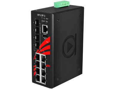 Antaira LMX-1204G-SFP-T-BABA - 12-Port Industrial Gigabit Light Layer 3 Managed Ethernet Switch, w/8*10/100/1000Tx + 4*100/1000 by ANTAIRA