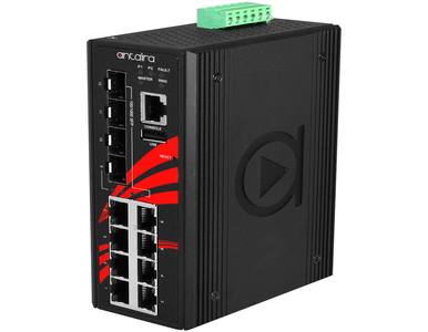 Antaira LMX-1204G-SFP-T-CC - 12-Port Industrial Gigabit Light Layer 3 Managed Ethernet Switch, w/8*10/100/1000Tx + 4*100/1000 SF by ANTAIRA