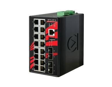 Antaira LMX-2004G-SFP-T - 20-Port Industrial Gigabit Light Layer 3 Managed Ethernet Switch, with 16*10/100/1000Tx Ports and 4*10 by ANTAIRA