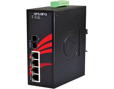 Antaira LNP-0501-S3-24-T - 5-Port Industrial PoE+ Unmanaged Ethernet Switch, w/4*10/100Tx (30W/Port) + 1*100Fx Single-mode 30Km, by ANTAIRA