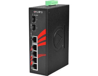 Antaira LNP-0702C-SFP-24 - 7-Port Industrial PoE+ Unmanaged Ethernet Switch, with 4*10/100Tx (30W/Port), 1*10/100Tx, and 2*100/1 by ANTAIRA