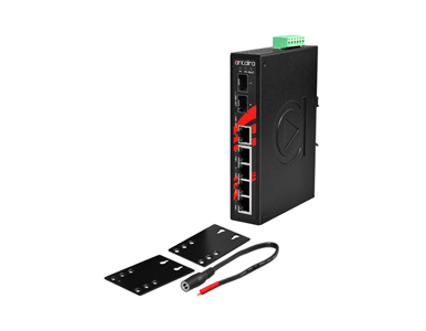 Antaira LNP-0702C-SFP - 7-Port Industrial PoE+ Unmanaged Ethernet Switch, with 4*10/100Tx (30W/Port), 1*10/100Tx, and 2*100/1000 by ANTAIRA