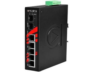 Antaira LNP-0702G-SFP-T - 7-Port Industrial Gigabit PoE+ Unmanaged Ethernet Switch, with 4*10/100/1000Tx (30W/Port), 1*10/100/10 by ANTAIRA